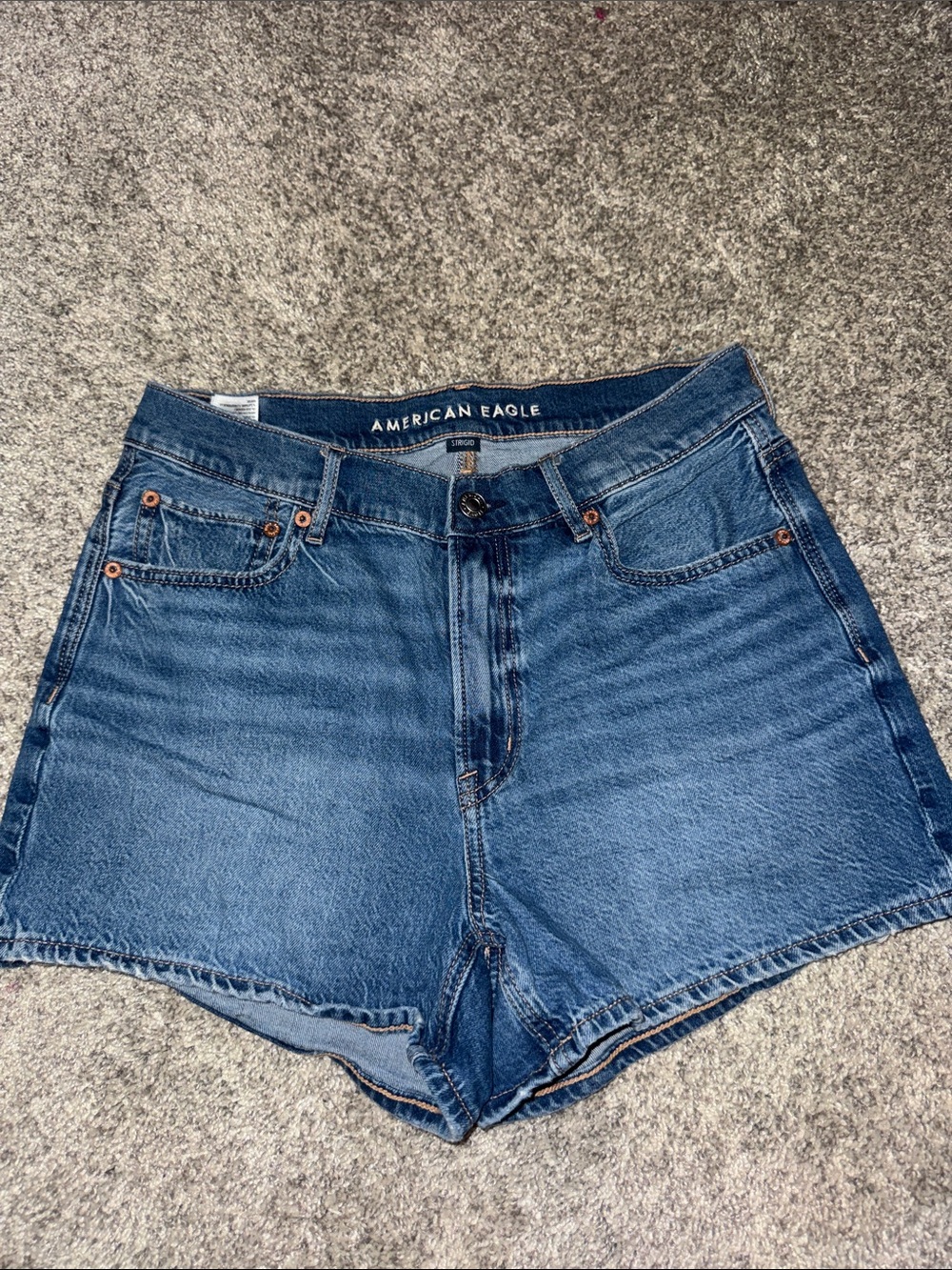 American Eagle Outfitters Dark Blue High-Rise Denim Shorts - Picture 3 of 5